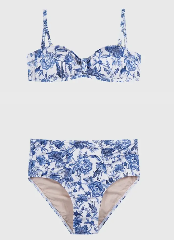 Kids Aqua Blu Bandeau Bikini Set