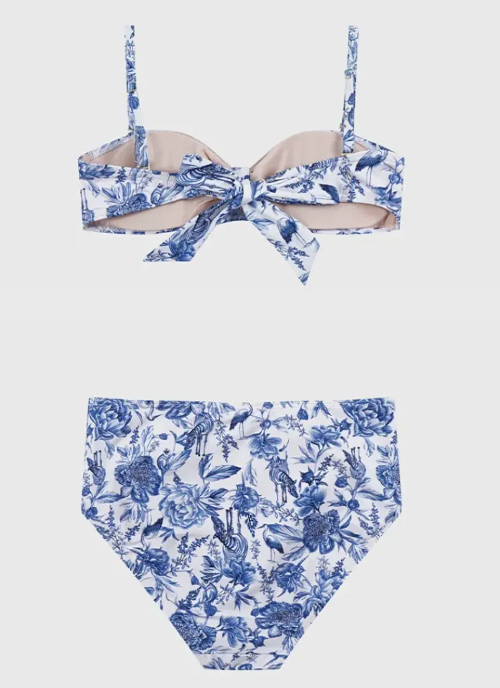 Kids Aqua Blu Bandeau Bikini Set