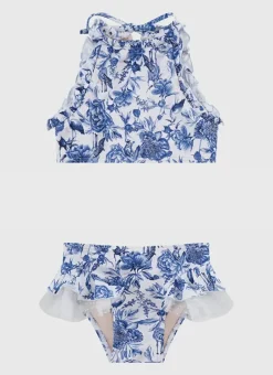 Kids Aqua Blu Halter Neck Bikini Set