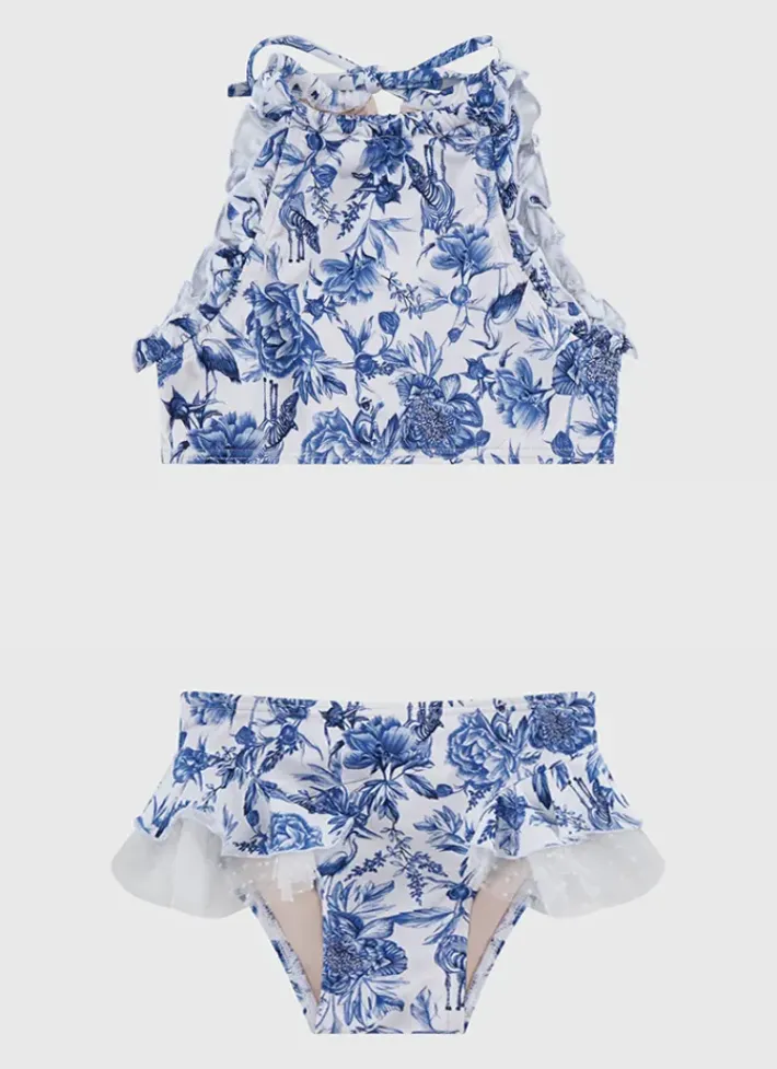 Kids Aqua Blu Halter Neck Bikini Set