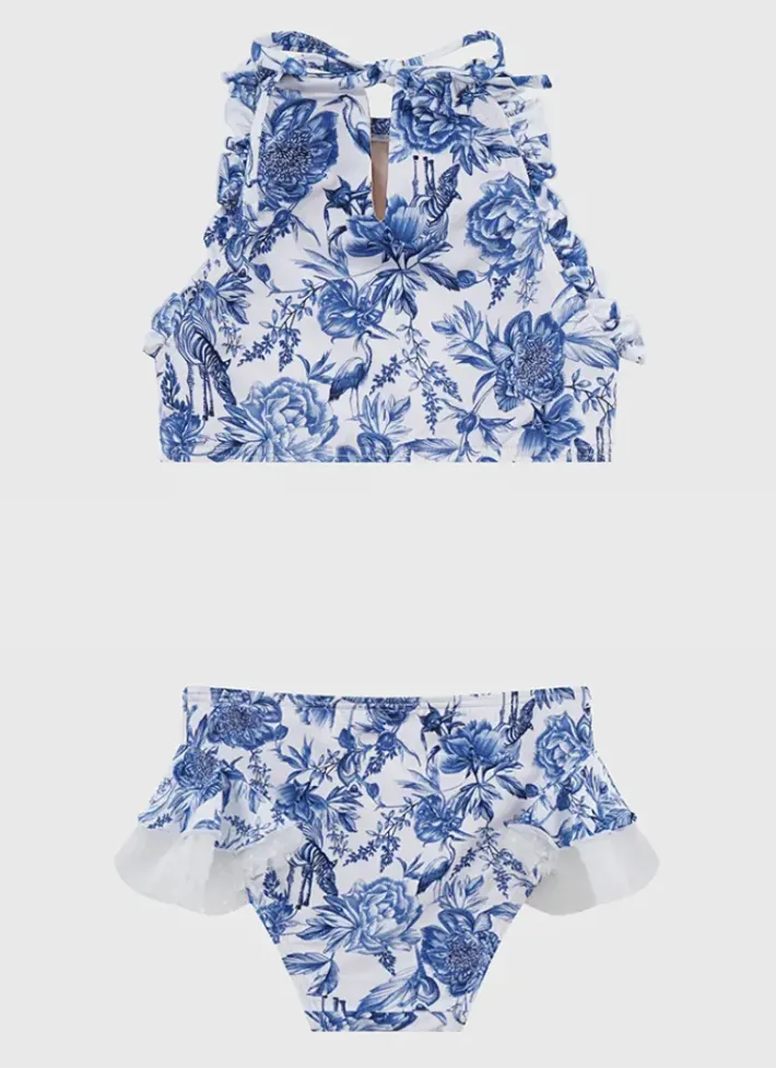 Kids Aqua Blu Halter Neck Bikini Set