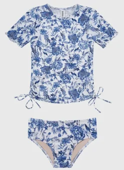 Kids Aqua Blu Short Sleeve Rash Vest Set