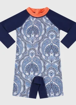 Kids/BOY Aqua Blu Long Sleeve Sunsuit