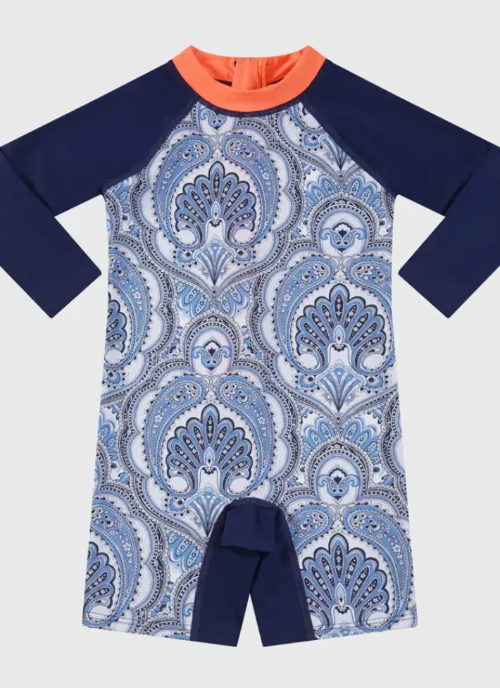 Kids/BOY Aqua Blu Long Sleeve Sunsuit