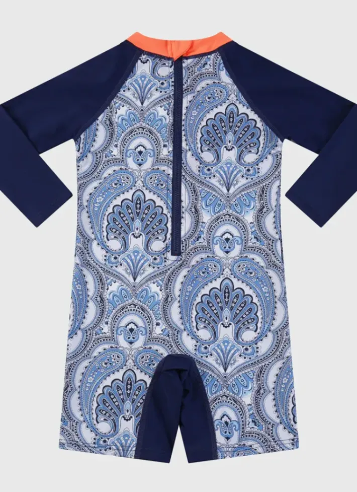 Kids/BOY Aqua Blu Long Sleeve Sunsuit