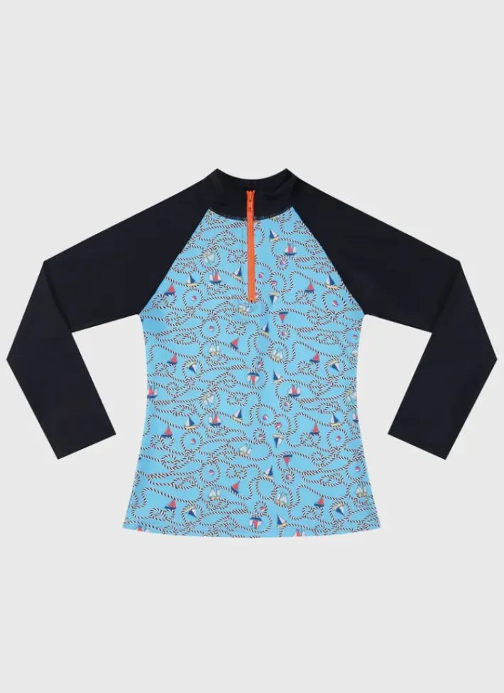 Kids/BOY Aqua Blu Long Sleeve Rash Vest