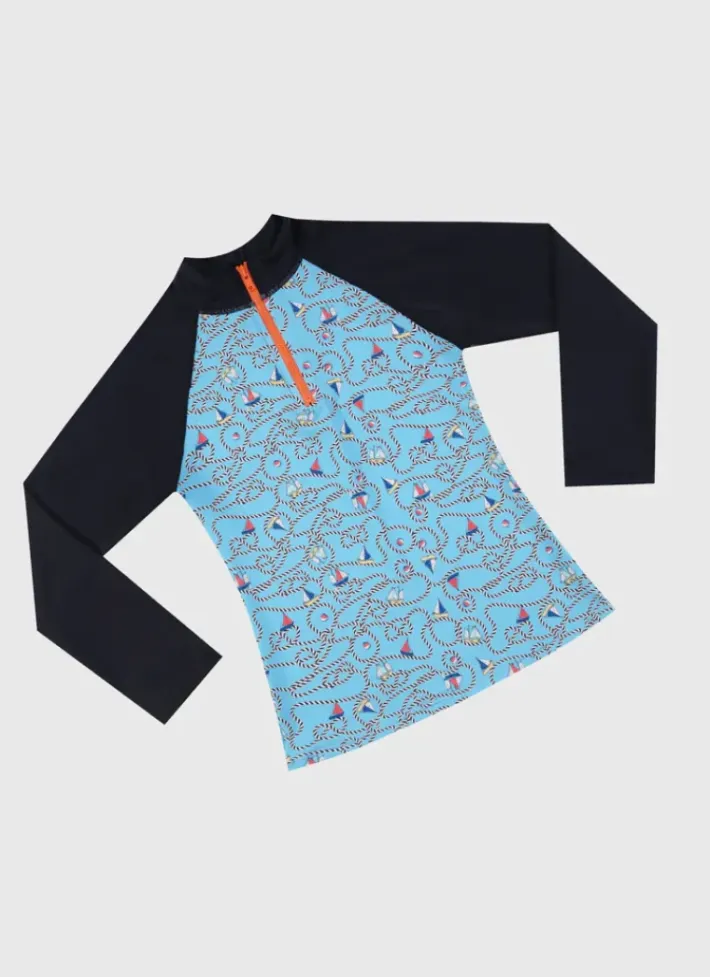 Kids/BOY Aqua Blu Long Sleeve Rash Vest