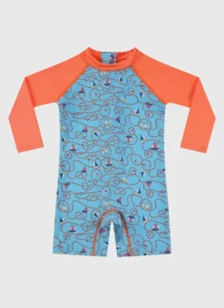 Kids/BOY Aqua Blu Long Sleeve Sunsuit