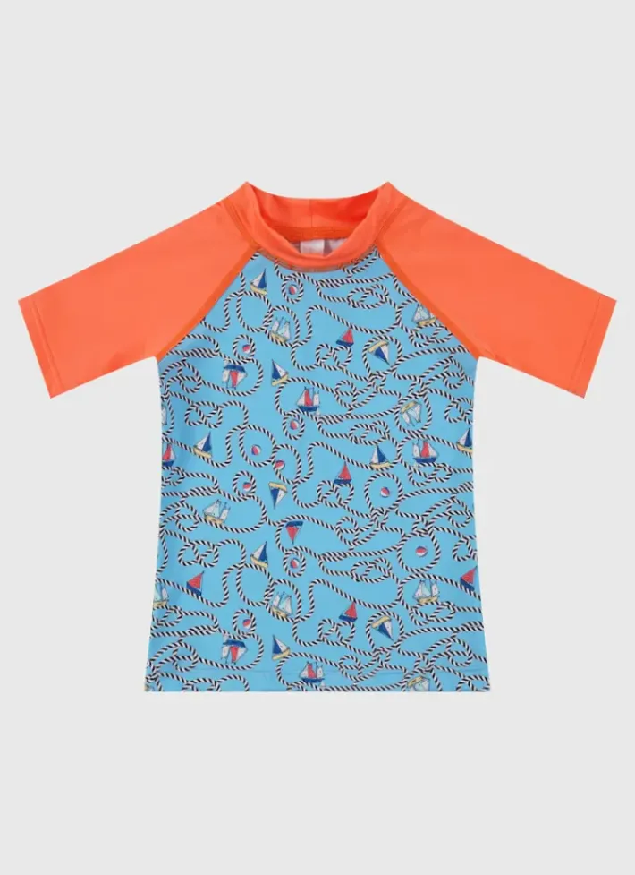 Kids/BOY Aqua Blu Short Sleeve Rash Vest