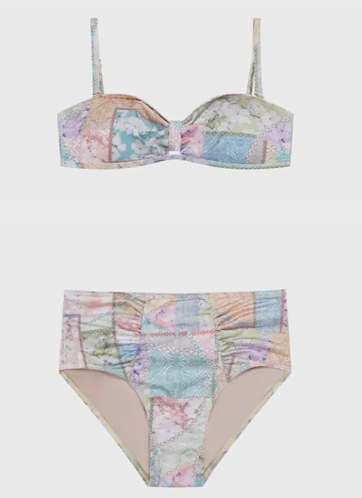 Kids Aqua Blu Bandeau Bikini Set