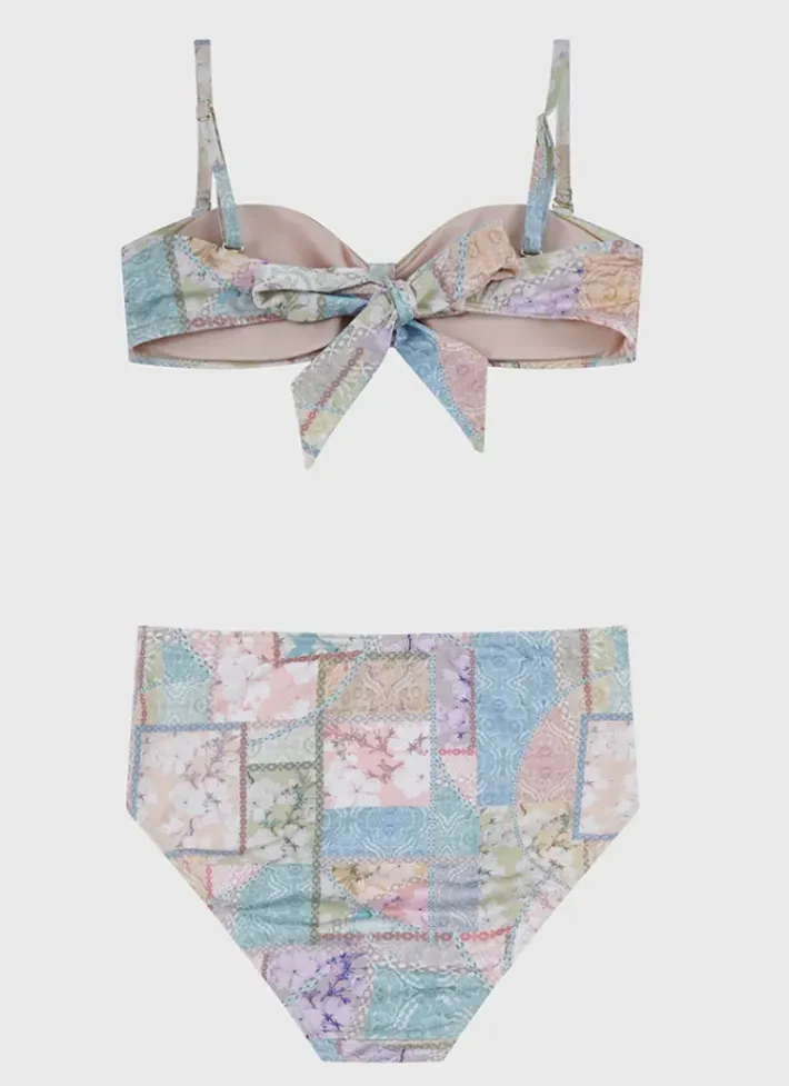 Kids Aqua Blu Bandeau Bikini Set