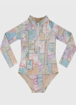 Kids Aqua Blu Long Sleeve One Piece