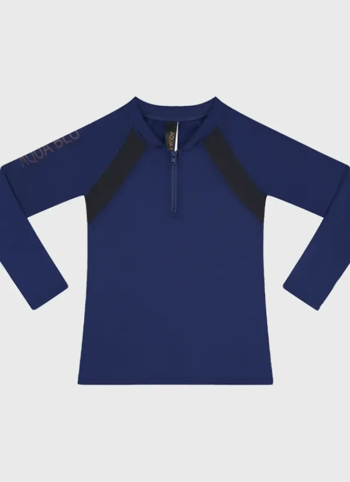Kids/BOY Aqua Blu Building Blocks Long Sleeve Rash Vest