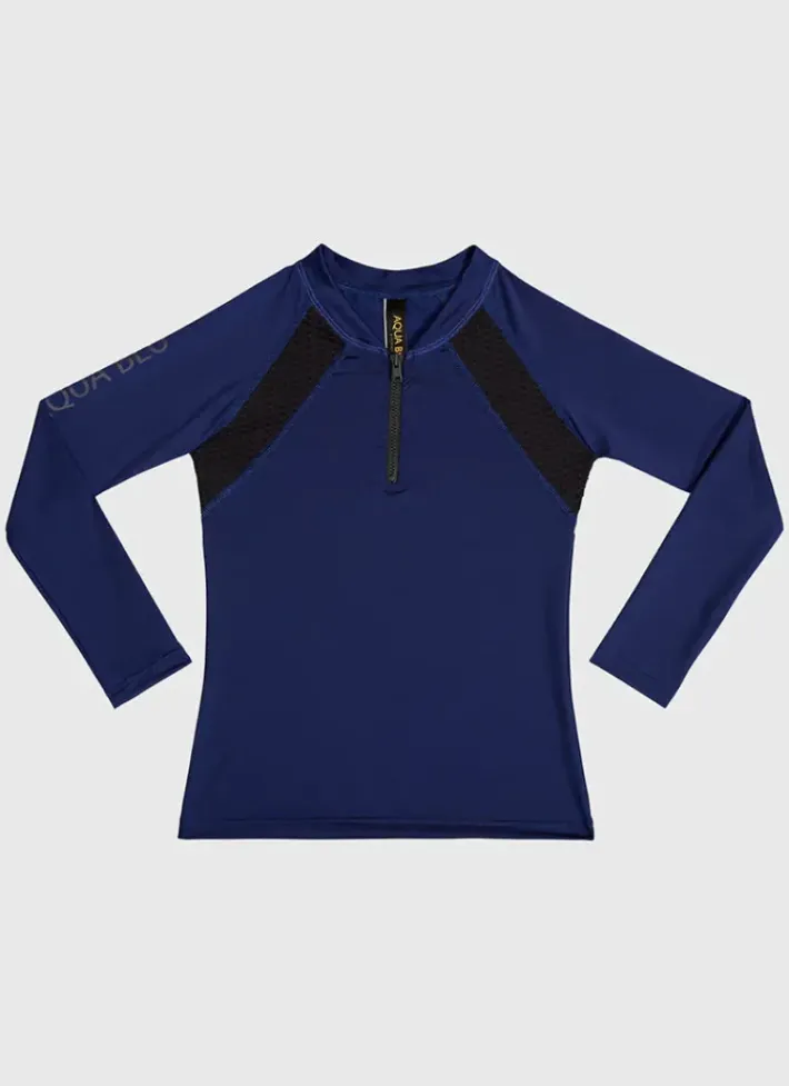 Kids Aqua Blu Building Blocks Long Sleeve Rash Vest