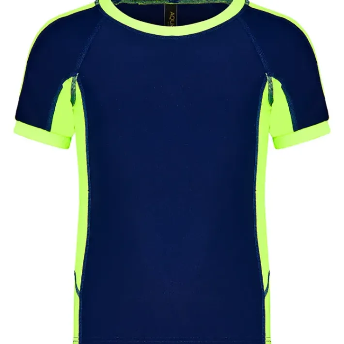 Kids Aqua Blu Building Blocks Short Sleeve Rash Vest