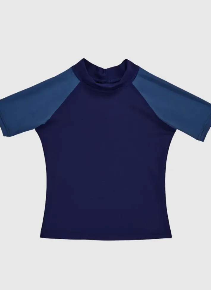 Kids/BOY Aqua Blu Building Blocks Short Sleeve Rash Vest