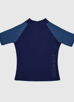 Kids/BOY Aqua Blu Building Blocks Short Sleeve Rash Vest