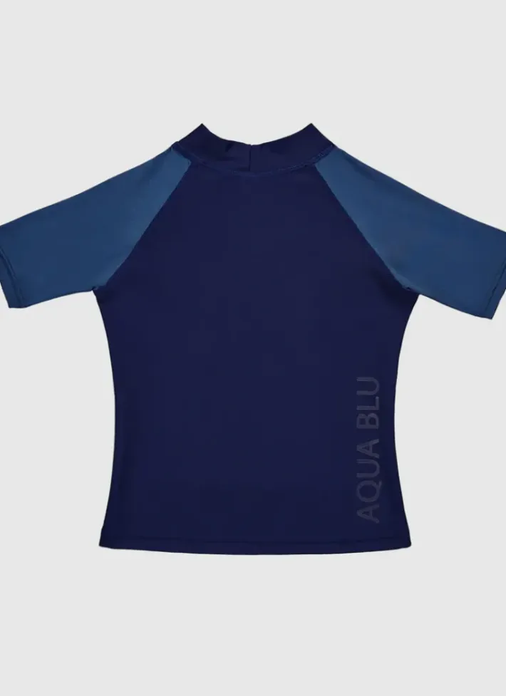 Kids/BOY Aqua Blu Building Blocks Short Sleeve Rash Vest