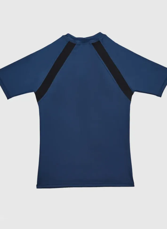 Kids Aqua Blu Building Blocks Short Sleeve Rash Vest