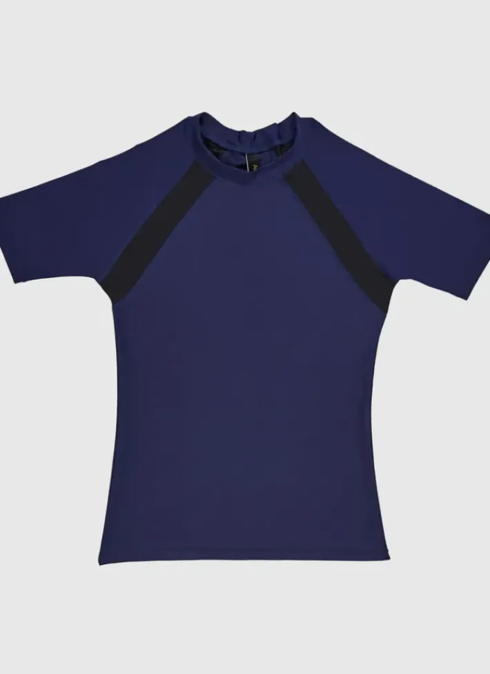 Kids Aqua Blu Building Blocks Short Sleeve Rash Vest