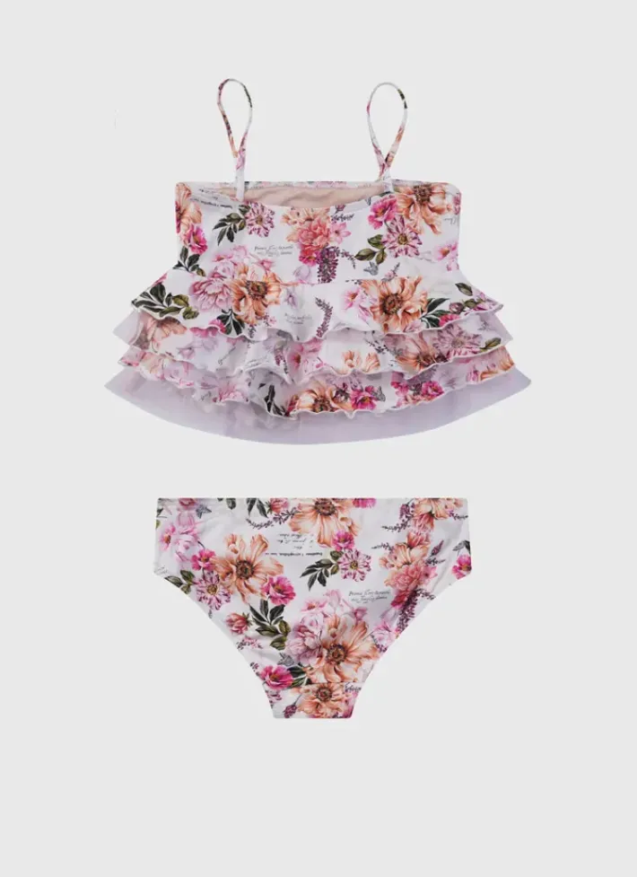 Kids Aqua Blu Tiered Frill Bikini Set