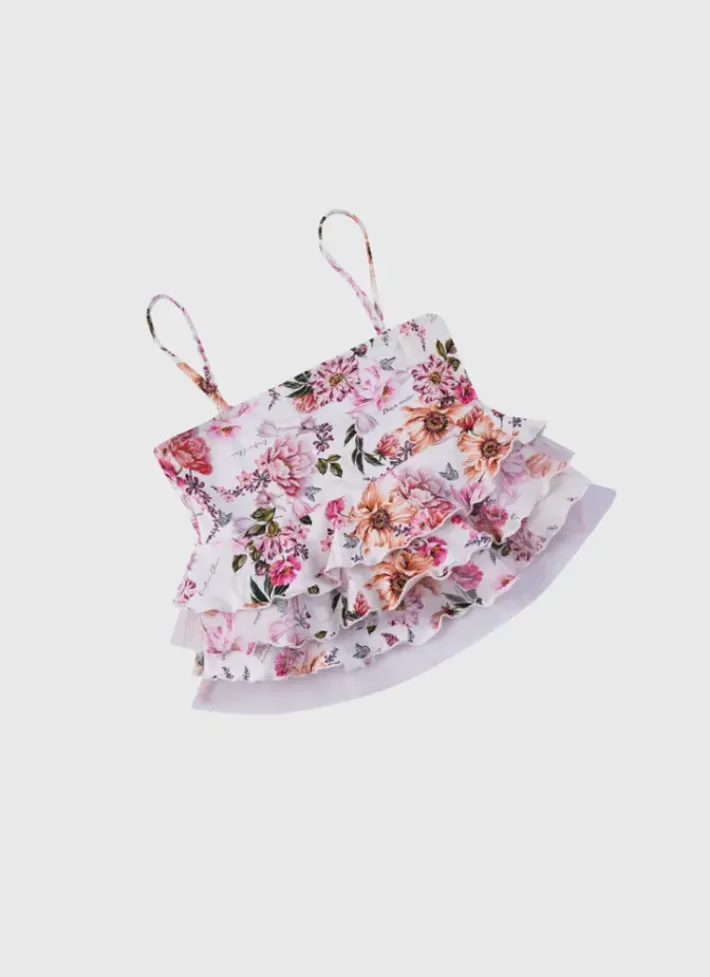 Kids Aqua Blu Tiered Frill Bikini Set