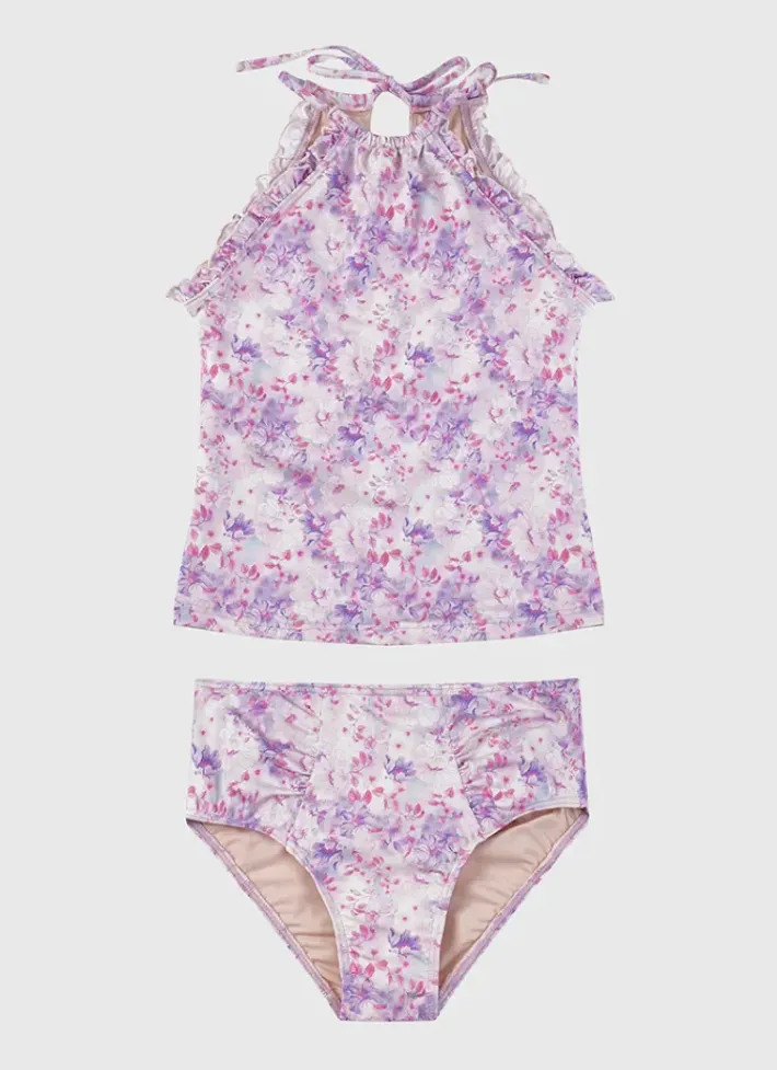 Kids Aqua Blu Halter Neck Tankini Set (SAMPLE)