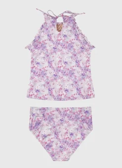 Kids Aqua Blu Halter Neck Tankini Set (SAMPLE)