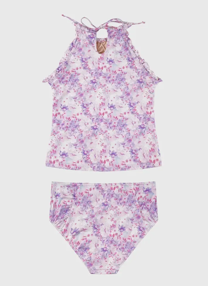 Kids Aqua Blu Halter Neck Tankini Set (SAMPLE)