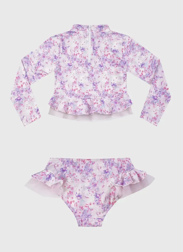 Kids Aqua Blu Long Sleeve Rash Vest Set