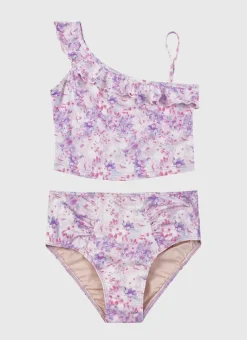 Kids Aqua Blu One Shoulder Bikini Set