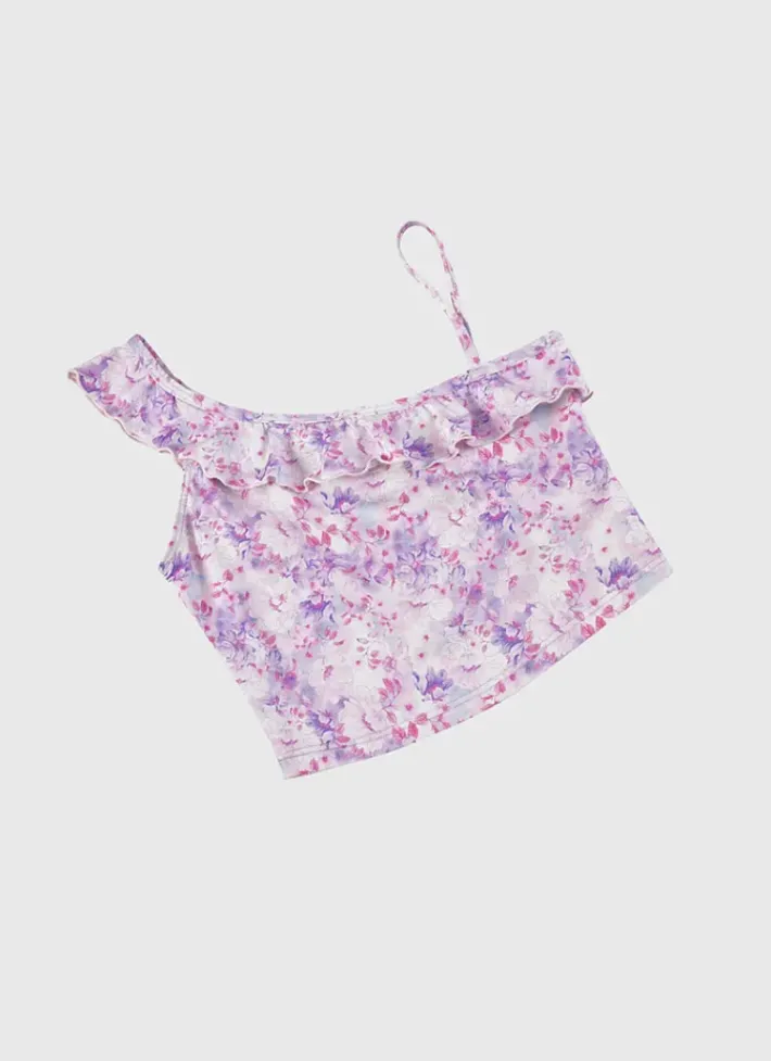 Kids Aqua Blu One Shoulder Bikini Set