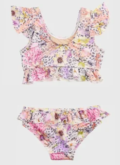 Kids Aqua Blu Frill Bikini Set