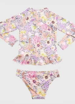 Kids Aqua Blu Long Sleeve Rash Vest Set