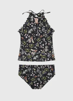 Kids Aqua Blu Halter Neck Tankini Set (SAMPLE)