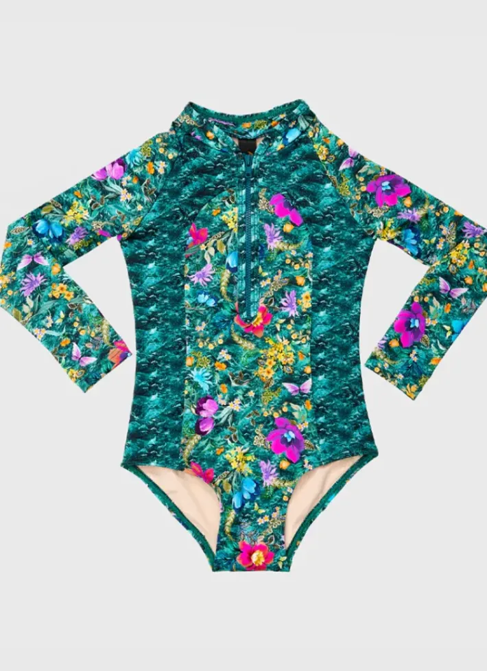 Kids Aqua Blu Long Sleeve One Piece