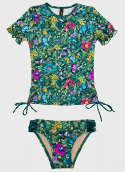 Kids Aqua Blu Short Sleeve Rash Vest Set