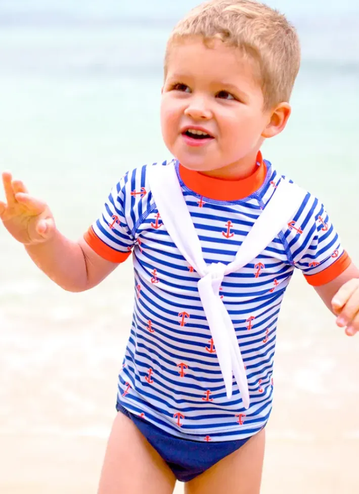 Kids Aqua Blu Rashie and Swim Nappy Set