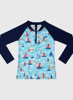 Kids/BOY Aqua Blu Long Sleeve Rash Vest