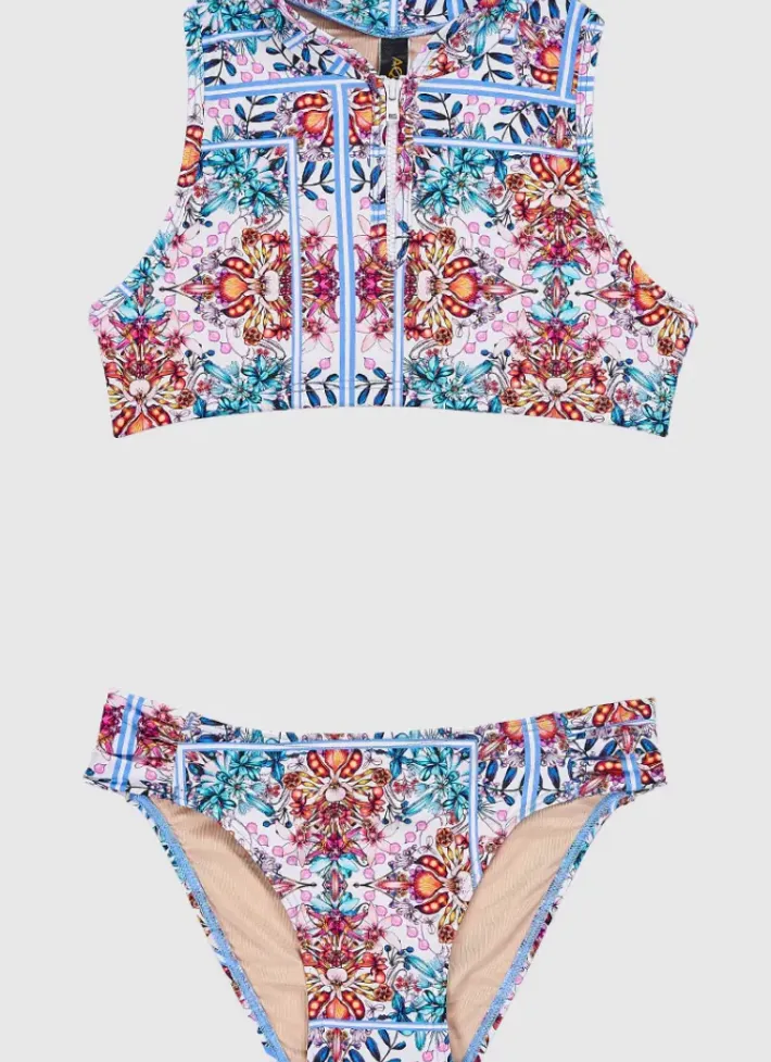 Kids Aqua Blu Hideaway High Neck Bikini Set