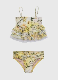 Kids Aqua Blu Tiered Frill Bikini Set