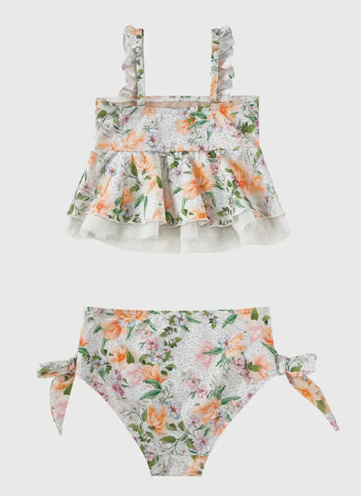 Kids Aqua Blu Frill Bikini Set