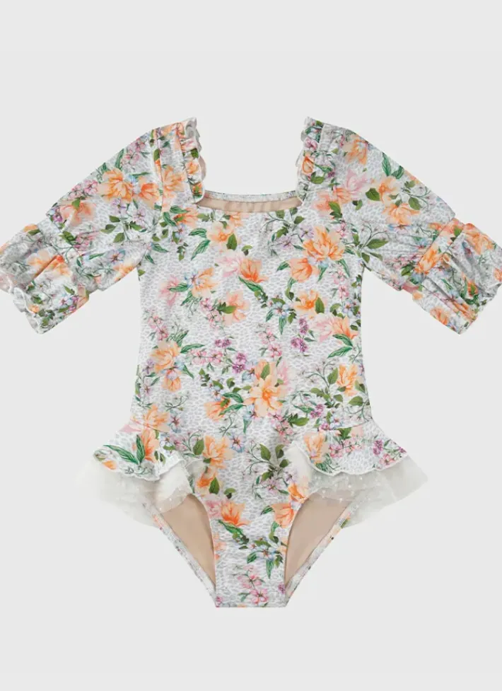 Kids Aqua Blu Short Sleeve Puff One Piece