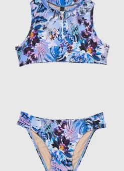 Kids Aqua Blu Iris High Neck Bikini Set (SAMPLE)
