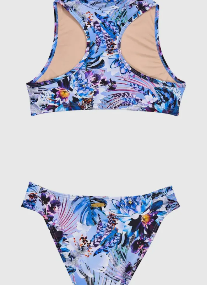 Kids Aqua Blu Iris High Neck Bikini Set (SAMPLE)