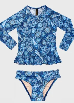 Kids Aqua Blu Long Sleeve Rash Vest Set