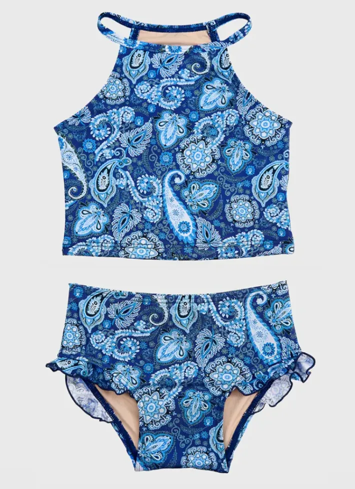 Kids Aqua Blu Tankini Set