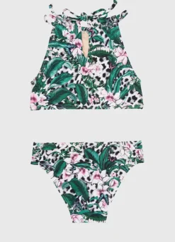 Kids Aqua Blu Lily Halter Bikini Set
