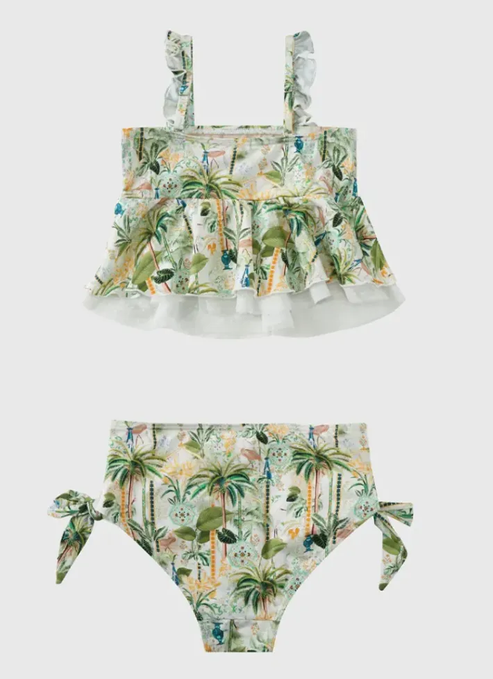 Kids Aqua Blu Frill Bikini Set