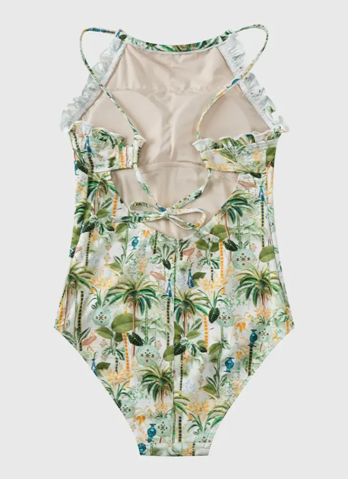 Kids Aqua Blu Halter Neck One Piece